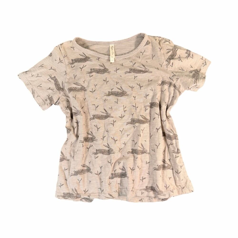 Rylee + Cru Neutral Running Rabbit All-Over Print Graphic Tee 5T